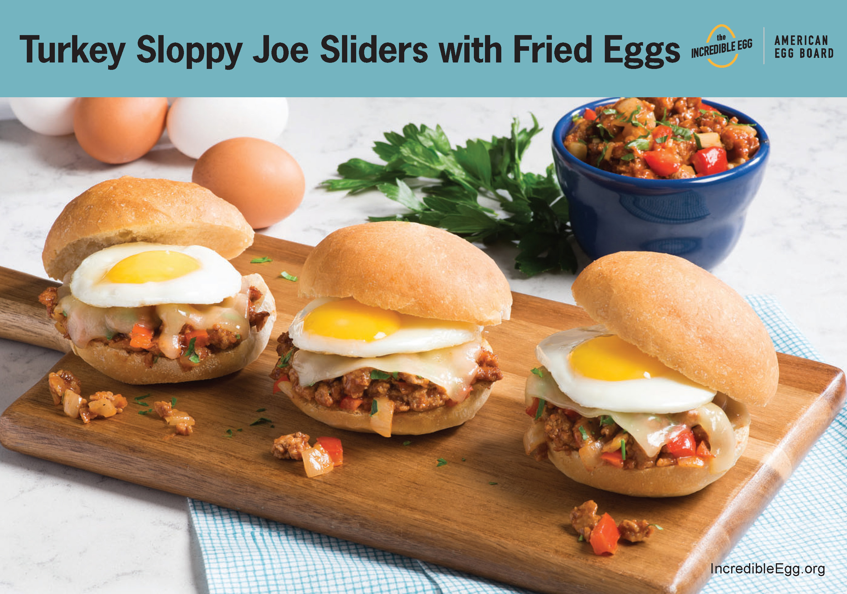 Turkey Sloppy Joe Sliders with Fried Eggs